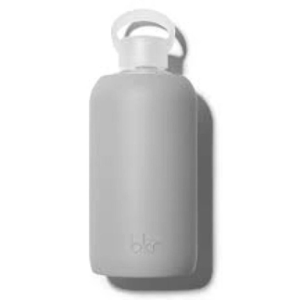 BKR Glass Water Bottle Silicone Sleeve in London Opaque Light Grey Big 1L/32oz